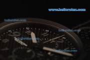 U-Boat Chronograph Swiss Valjoux 7750 Automatic Movement PVD Case with Black Dial and Black Leather Strap