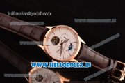 Jaeger-LECoultre Master Asia ST17 Run Fly Automatic Rose Gold Case with Stick Markers and White Dial