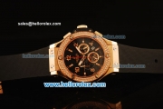 Hublot Big Bang Diamond Bezel Chronograph Swiss Quartz Rose Gold Case With Black Dial and Black Rubber Strap