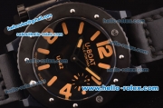 U-Boat Classico U-42 Asia 6497 Manual Winding PVD Case with Black Dial and Orange Markers - ETA Coating