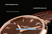 Ulysse Nardin Classico Miyota OS2035 Quartz Rose Gold Case with Stick Markers Brown Dial and Brown Leather Strap