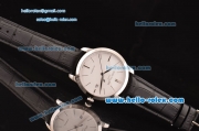 Patek Philippe Calatrava Swiss ETA 2824 Automatic Stainless Steel Case with Black Leather Strap and White Dial