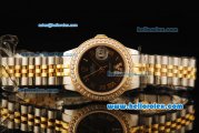 Rolex Datejust Automatic Movement ETA Coating Case with Black Dial and Gold Roman Numerals-Two Tone Strap
