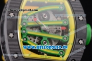 Richard Mille RM 59-01 Miyota 9015 Automatic PVD Case with Skeleton Dial Dot/Arabic Numeral Markers and Yellow Rubber Strap
