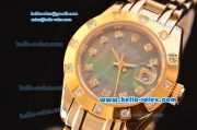Rolex Datejust Lady Pearlmaster 2813 Automatic Gold Case with Mop Dial and Yellow Gold Strap ETA Coating
