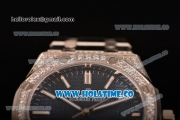 Audemars Piguet Royal Oak 41MM Clone AP Calibre 3120 Automatic Diamonds Steel Case/Bracelet with Blue Dial and Stick Markers