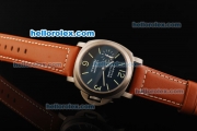 Panerai Marina Militare Pam 036 Swiss ETA 6497 Hand-Winding Movement Titanium Case with Black Dial and Brown Leather Strap