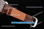 Jaeger-LeCoultre Reverso Chronograph Swiss Quartz Movement Steel Case with White Dial and Brown Leather Strap