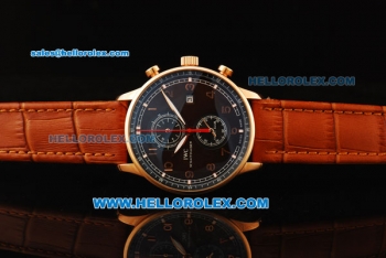 IWC Portuguese Yacht Club Chronograph Quartz Movement Rose Gold Case with Brown Dial and Leather Strap