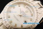 Rolex Day-Date Automatic Movement ETA Coating Case with White MOP Dial and Diamond Markers/Bezel