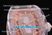 Richard Mille RM 07-02 Miyota 9015 Automatic Pink Sapphire Case with White Rubber Strap and Blue MOP Dial