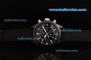 IWC Pilot's Watch TOP GUN Automatic Movement PVD Case with Black Dial and White Markers- Black Strap