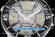 BlancPain Fifty Fathoms 500 Fathoms Japanese Miyota 8205 Automatic Steel Case with Silver Dial Stick Markers and Black Nylon Strap