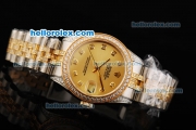 Rolex Datejust Automatic Movement Golden Dial with Diamond Bezel and Two Tone Strap