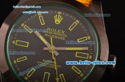 Rolex Milgauss SE Stealth Yellow Asia 2813 Automatic PVD Case Yellow Nylon Strap with Black Dial Yellow Stick Markers