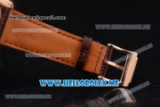 Parmigiani Tonda Tourbillon Asia ST25 Automatic Rose Gold Case with Black Dial and Brown Leather Strap Stick Markers