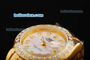 Rolex Datejust Oyster Perpetual Automatic Full Gold with Diamond Bezel and Diamond Markers-White Dial-Lady Size