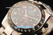Rolex Daytona Chronograph Swiss Valjoux 7750 Automatic Movement Steel Case with Blue Dial and Black Bezel-Steel Strap