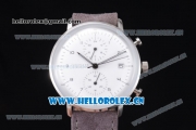 Junghans Max Bill Chronoscope Miyota OS10 Quartz PVD Case White Dial Grey Leather Strap and Stick Markers