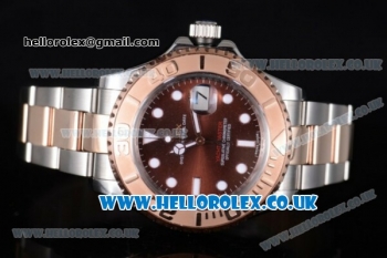 Rolex Yacht-Master 40 Swiss ETA 2836 Automatic Two Tone Case/Bracelet with Brown Dial and Dot Markers (BP)