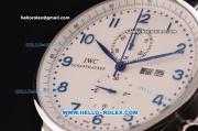 IWC Portuguese Chrono Japanese Miyota OS10 Quartz Stainless Steel Case Numeral Markers with Stainless Steel Strap and White Dial