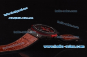 Hublot Classic Fusion Chronograph Miyota Quartz PVD Case with Red Markers and Brown Leather Strap