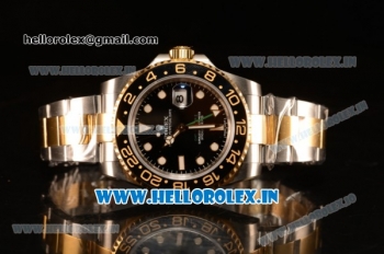 Rolex GMT-Master II Swiss ETA 2836 Automatic Two Tone Rose Gold Case With Ceramic Bezel Black Dial 116713 LN