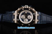 Audemars Piguet Ruben Baracello Swiss Valjoux 7750 Automatic Movement with Titanium Case Ceramic Bezel and Blue Leather Strap