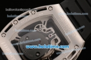 Richard Mille RM 52-01 Swiss ETA 2671 Automatic Steel Case with Black Rubber Bracelet White Markers and Skeleton Dial - 1:1 Original