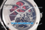 Hublot Classic Fusion Tourbillon Red Vitrail Asia ST28 Automatic Steel Case with Skeleton Dial and Black Leather Strap