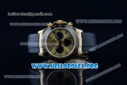 Rolex Daytona Chronograph Clone Rolex 4130 Automatic Yellow Gold Case with Yellow Gold Dial Stick Markers and Black Rubber Strap - 1:1 Original (AR)