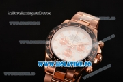 Rolex Daytona Chrono Swiss Valjoux 7750 Automatic Rose Gold Case with Ceramic Bezel White Dial and Stick Markers (BP)