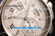 Cartier Calibre De Cartier Miyota 9015 Automatic Steel Case with White Dial and Blue Leather Strap