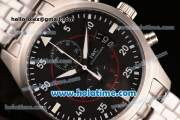 IWC Pilots Top Gun Miramar Chrono Miyota Quartz Full Steel with Black Dial and White Arabic Numeral Markers