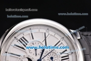 Cartier Ballon Bleu De 45MM Miyota Quartz Steel Case with White Dial and Black Leather Strap