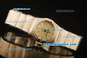 Omega Constellation Swiss Quartz Steel Case with Diamond Bezel and White MOP Dial-Stick Markers