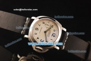 Panerai Luminor Marina Pam 113 Asia 6497 Manual Winding Steel Case with Beige Dial and Black Leather Strap