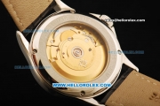 Patek Philippe Calatrava Swiss ETA 2836 Automatic Movement White Dial with Diamond Bezel and Black Leather Strap
