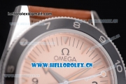 Omega Seamaster 300 Master Co-Axial Clone 8400 Automatic Steel Case with Rose Gold Dial Stick/Arabic Numeral Markers and Brown Leather Strap (YF)