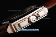 Tag Heuer Monaco LS Chronograph Miyota Quartz Movement Steel Case with Brown Dial and Brown Leather Strap