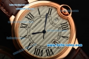 Cartier Ballon Bleu De Swiss ETA 2836 Automatic Rose Gold Case/Bezel with Brown Leather Strap White Dial Roman Markers