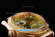 Rolex Datejust Automatic Gold Case with Yellow Dial-Leather Strap