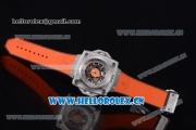 Hublot Masterpiece MP 08 Antikythera Sunmoon Asia 2813 Automatic Steel Case Skeleton Dial Orange Leather Strap and White Markers