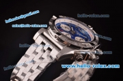 Breitling Chronomat B01 GMT Swiss Valjoux 7750 Automatic Steel Case/Strap with Blue Dial - Diamond Bezel