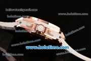 Hublot Big Bang Clone HUB4100 Automatic Rose Gold Case with White Rubber Strap and White Dial - 1:1 Original (TW)