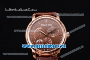 Audemars Piguet Jules Audemars Dual Time Asia ST25 Automatic Rose Gold Case Brown Dial Stick Markers and Brown Leather Strap