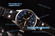 IWC Big Pilot Automatic Steel Case with White Numeral Markers Black Dial and Black Leather Strap
