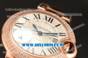 Cartier Ballon Bleu De Medium Swiss ETA 2671 Automatic Rose Gold Case Silver Dial Roman Numeral Markers and Rose Gold Bracelet - 1:1 Original