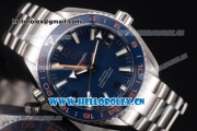 Omega Seamaster Planet Ocean 600m Co-axial GMT Clone Omega 8900 Automatic Stainless Steel Case/Bracelet with Blue Dial (KW)