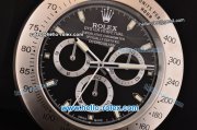 Rolex Daytona Wall Clock Miyota Quartz Steel Case with Black Dial - Stick Markers